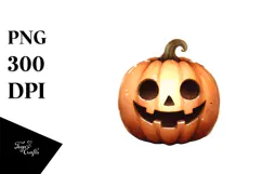 Funny Simple Jack-o'-lantern Washed Watercolor PNG Product Image 1