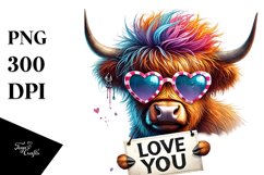 Detailed Highland Calf with Sunglasses, PNG Product Image 1