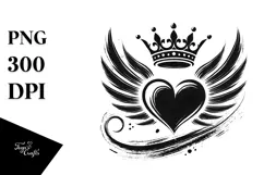 Simple Heart with Wings, Transparent PNG Product Image 1
