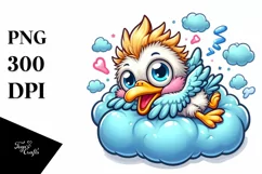 Colorful Baby Pelican Napping | Sublimation | Clipart Product Image 1
