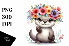 Cartoon-Style Otter Sitting PNG Product Image 1
