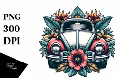 Tropical Flower Beetle Car | Sublimation Clipart Product Image 1