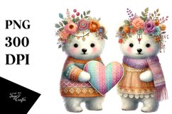 Boho Baby Polar Bear with Heart, PNG Product Image 1