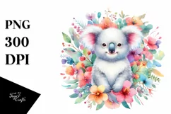 Colorful Koala Floral Sticker Clipart Product Image 3