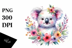 Colorful Floral Koala Sublimation Clipart Product Image 3