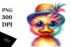 Colorful Baby Duck with Sun es and Sun Hat Product Image 1