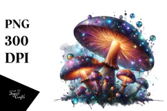 Shiny Magical Mushroom Watercolor Splash PNG Product Image 1