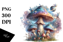 Shiny Magical Mushroom Watercolor Splash PNG Product Image 1