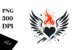 Heart with Wings and Fire, Transparent PNG Product Image 1