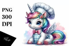 Colorful Baby Unicorn Baker's Apron PNG Product Image 1