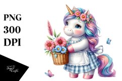 Colorful Baby Unicorn in Baker&#039;s Apron, PNG Product Image 3