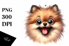 Colorful Crazy Watercolor Pomeranian Sublimation Clipart Product Image 3