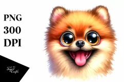 Colorful Crazy Watercolor Pomeranian Sublimation Clipart Product Image 3