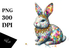 Colorful Bunny Made of Diamonds PNG Product Image 1