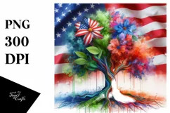Vibrant Watercolor Tree with Flowers, PNG Product Image 3