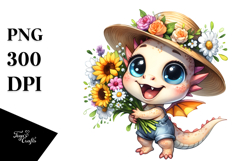 Baby Dragon with Sun Hat, PNG Product Image 1