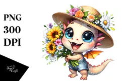 Baby Dragon with Sun Hat, PNG Product Image 1