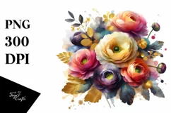 Colorful Bouquet Gold Foil Clipart Product Image 3