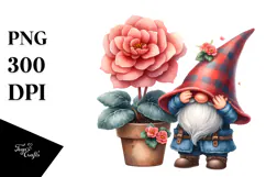 Gnome with Begonia in Pocket PNG Product Image 1