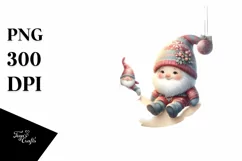 Cute Christmas Gnomes on Moon PNG Product Image 3