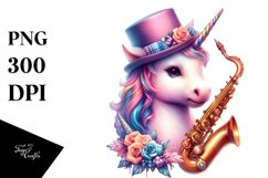 Colorful Baby Unicorn in Jazz Age Club, PNG Product Image 3