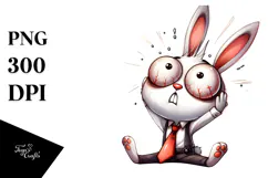 Goofy Cartoon Rabbit Watercolor PNG Product Image 1