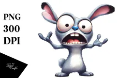 Goofy Cartoon Rabbit Watercolor PNG Product Image 1