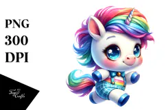 Cute Baby Unicorn Running PNG Product Image 1