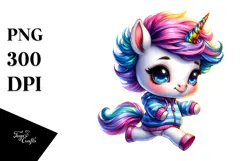 Cute Baby Unicorn Running PNG Product Image 1