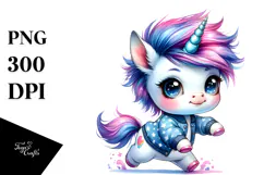 Cute Baby Unicorn Running PNG Product Image 1