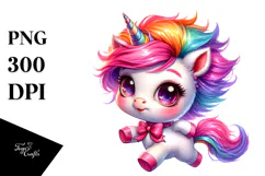 Cute Baby Unicorn Running PNG Product Image 1