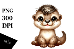 Cute Baby Otter Cool Haircut PNG Product Image 1