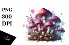 Glossy Magical Mushroom,Watercolor Splash PNG Product Image 3