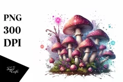 Glossy Magical Mushroom,Watercolor Splash PNG Product Image 3