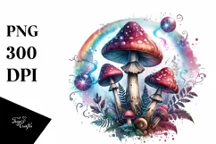 Glossy Magical Mushroom,Watercolor Splash PNG Product Image 3