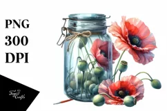 Colorful Large Poppy Jar | Sublimation | Clipart Product Image 1