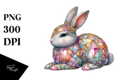Colorful Bunny with Diamonds, Transparent PNG Product Image 1
