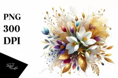 Vibrant Bouquet Gold Foil Clipart Product Image 1