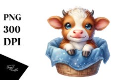 Smiling Baby Highland Cow in a Recipient | Clipart Product Image 3