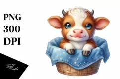 Smiling Baby Highland Cow in a Recipient | Clipart Product Image 3