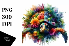 Vibrant Turtle Made of Flowers | Sublimation | Clipart Product Image 3