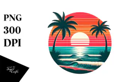 Retro Tropical Beach Sunset, 20 oz Tumbler Product Image 1