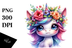Cute Baby Unicorn Sitting PNG Product Image 1