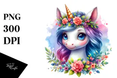 Cute Baby Unicorn Sitting PNG Product Image 1