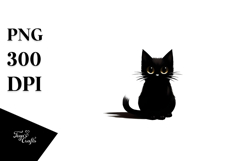 Funny Simple Black Cat PNG Product Image 1