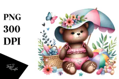 Cute Baby Bear in Beachwear, PNG Product Image 1