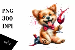 Crazy Dog Wine Summer Sticker Flower Sublimation Clipart Product Image 3