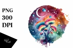 Colorful Magical Mushroom Sublimation Clipart Product Image 1
