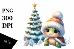 Cute Winter Baby Turtle PNG Product Image 3