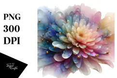 Glossy Pastel Chrysanthemum Watercolor PNG Product Image 1